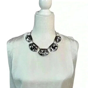 Chico's Janely Black White Short Bib Necklace